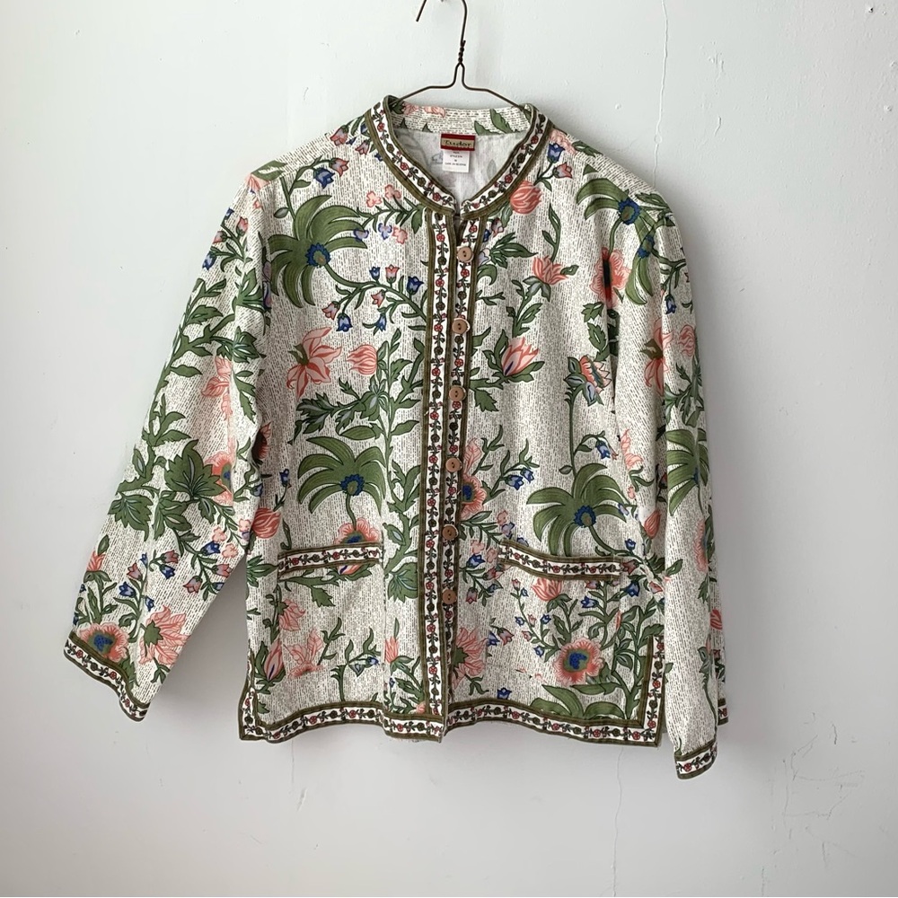 cotton twill flower printed jacket
